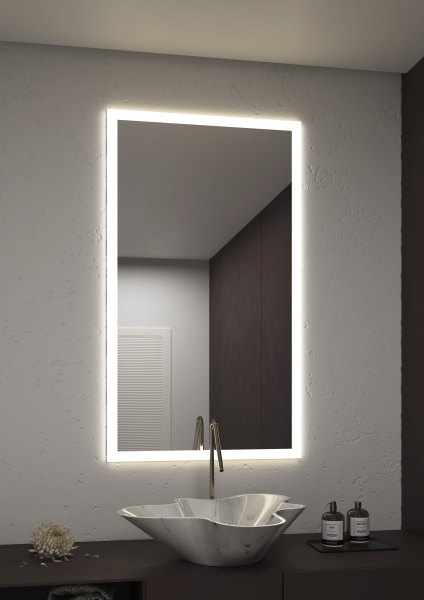 Top Light SideLight LED crystal mirror illuminated, satin finish Size Selection